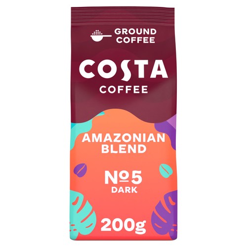 Costa Coffee Ground Intensely Dark Amazonian Blend 200g (Pack of 2)