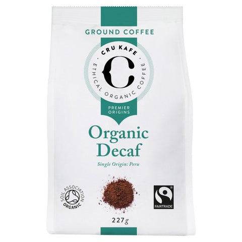 CRU Kafe Organic Fairtrade Decaf Peruvian Ground Coffee 227g (Pack of 2)