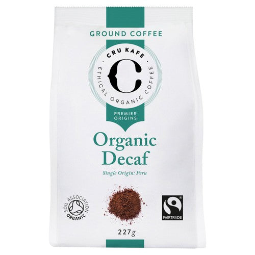 CRU Kafe Organic Fairtrade Decaf Peruvian Ground Coffee 227g (Pack of 2)