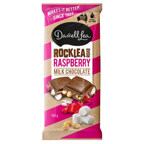 DARRELL LEA ROCKLEA ROAD MILK CHOCOLTE & RASPBERRY 180g (Pack of 3)