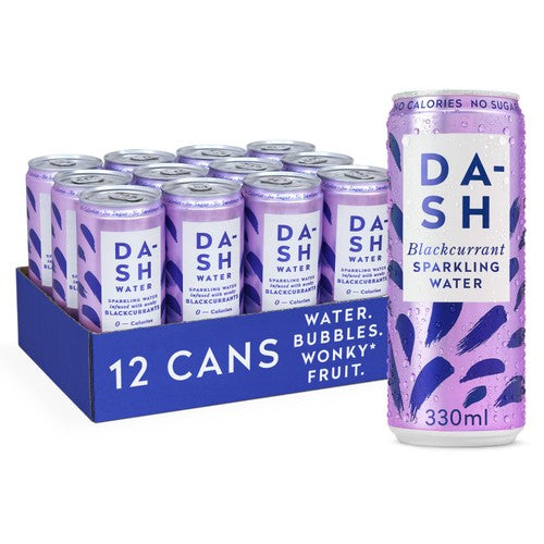 DASH Blackcurrant Infused Sparkling Water 12 x 330ml (Pack of 2)
