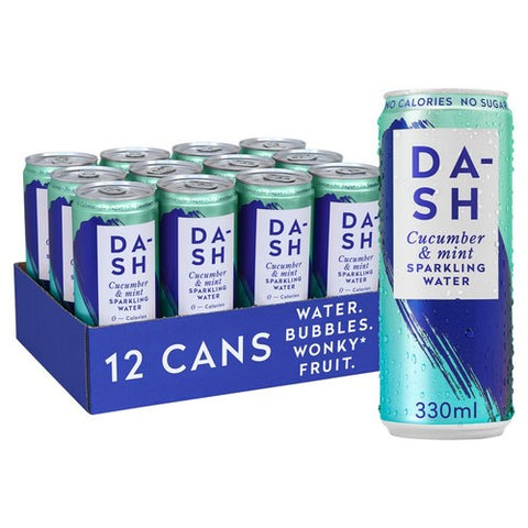DASH Cucumber & Mint Infused Sparkling Water 12 x 330ml (Pack of 2)