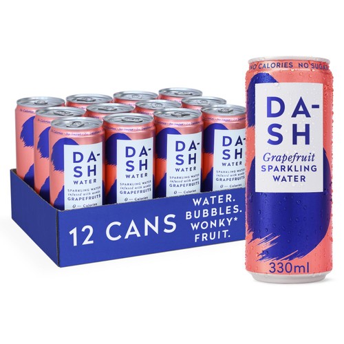 Dash Grapefruit Infused Sparkling Water 12 x 330ml (Pack of 2)