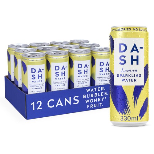 DASH Lemon Infused Sparkling Water 12 x 330ml (Pack of 2)