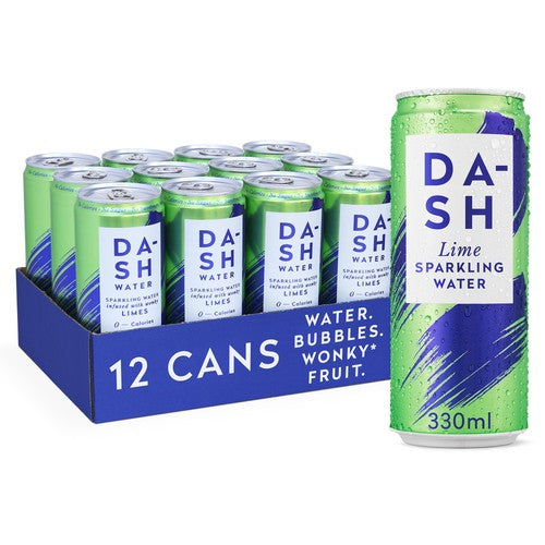 DASH Lime Infused Sparkling Water 12 x 330ml (Pack of 2)