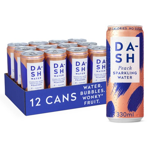 DASH Peach Infused Sparkling Water 12 x 330ml (Pack of 2)