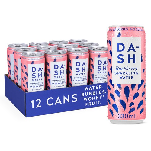 DASH Raspberry Infused Sparkling Water 12 x 330ml (Pack of 2)