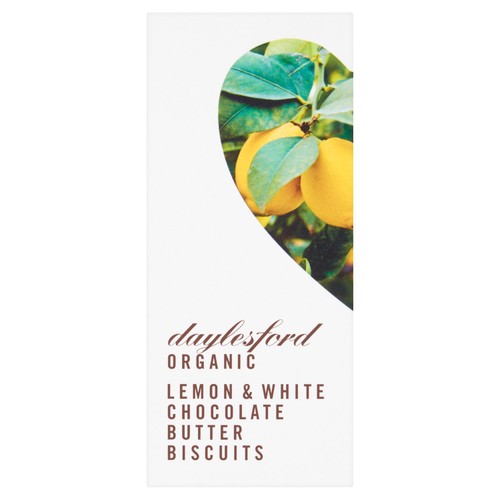 Daylesford Organic White Chocolate Dipped Lemon Biscuits 150g (Pack of 2)