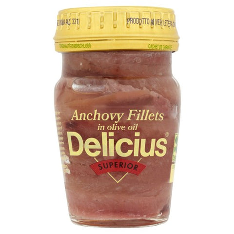Delicius Anchovy Fillets in Olive Oil 80g (Pack of 3)
