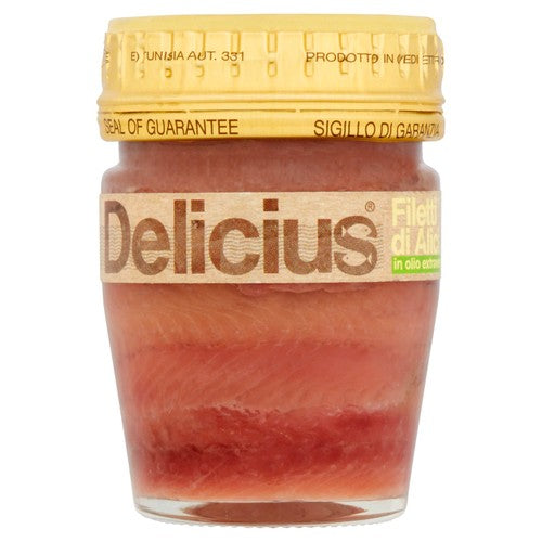 Delicius Anchovy Fillets in Organic Extra Virgin Olive Oil 58g (Pack of 3)