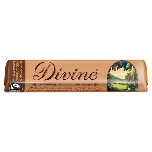Divine Milk & White Chocolate Cappuccino Bar 35g (Pack of 3)
