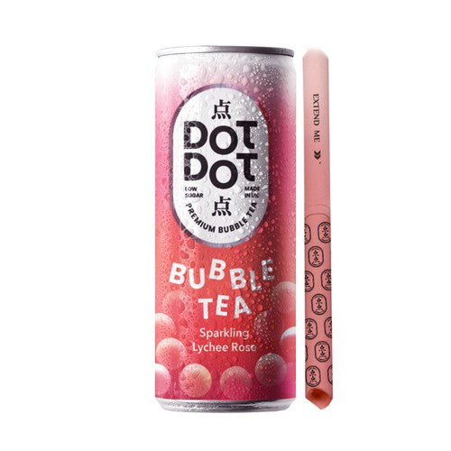 Dot Dot Sparkling Lychee Rose Bubble Tea 250ml (Pack of 6)