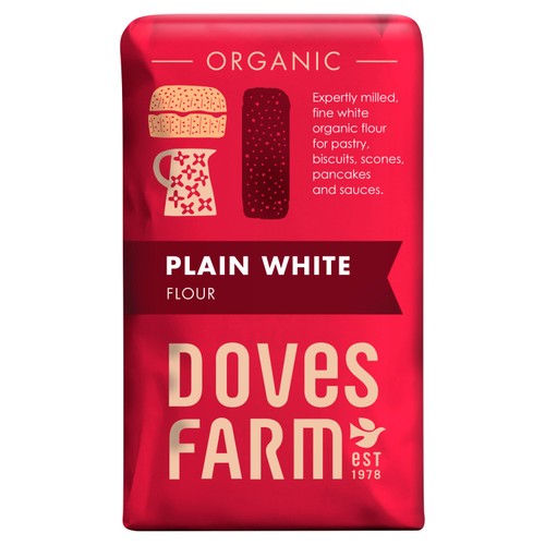 Doves Farm Organic Plain White Flour 1kg (Pack of 2)