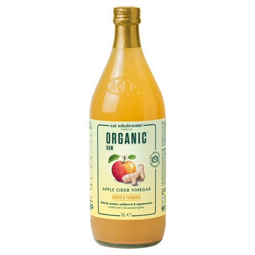 Eat Wholesome Organic Ginger & Turmeric Raw Apple Cider Vinegar 1L (Pack of 2)