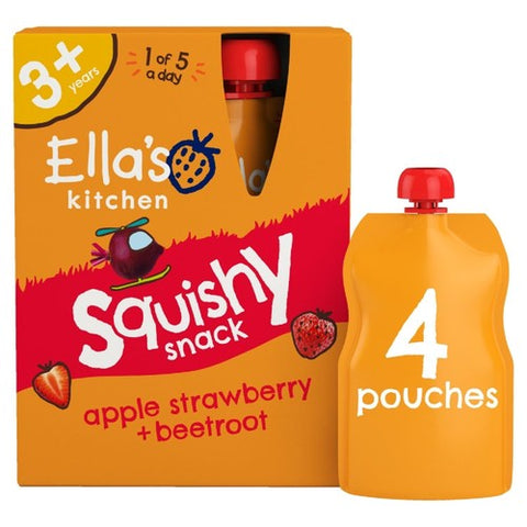 Ella's Kitchen Apple Strawberry Beet Multipack Pouch 3+ Years 4 x 100g (Pack 2)