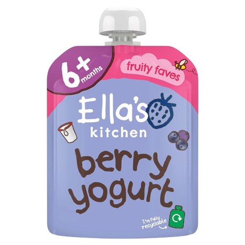 Ella's Kitchen Berry Greek Style Yoghurt Baby Food Pouch 6+ Months 90g (Pack 2)
