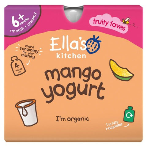 Ella's Kitchen Organic Mango Greek Style Yog Pouch Multi 6m+ M, 4 x 90g (Pack 2)
