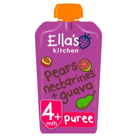 Ella's Kitchen Pears, Nectarines Guava Baby Food Pouch 4+ Months 120g (Pack 2)
