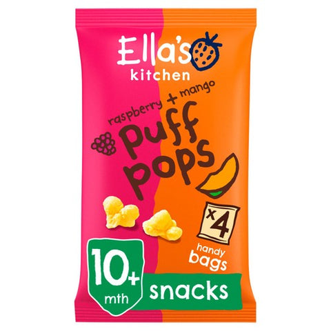 Ella's Kitchen Raspberry + Mango Puff Pops Baby Snack 10+ Months 4 x 9g (Pack 3)