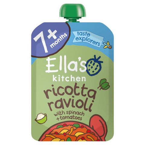 Ella's Kitchen Spinach Ricotta Ravioli Baby Food Pouch 7+ Months 130g (Pack 3)