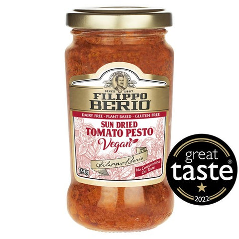Filippo Berio Vegan Sun Dried Tomato Pesto 190g (Pack of 2)