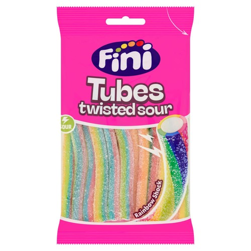 Fini Sour Rainbow Fruit Flavoured Candy Tubes 180g (Pack of 6)