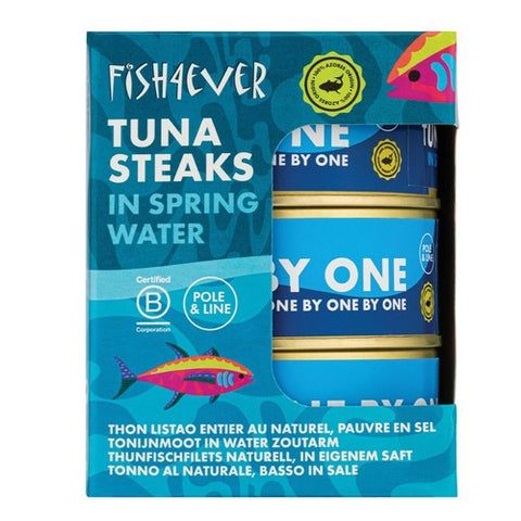 Fish 4 Ever Azores Skipjack Tuna Steaks in Spring Water 3 x 160g (Pack of 3)
