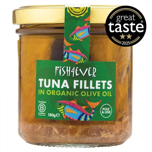 Fish 4 Ever Azores Tuna Fillets in Organic Olive Oil 150g (Pack of 3)