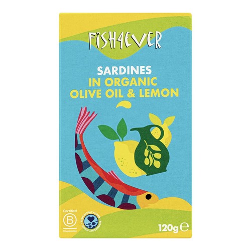 Fish 4 Ever Whole Sardines in Organic Lemon & Olive Oil 120g (Pack of 3)