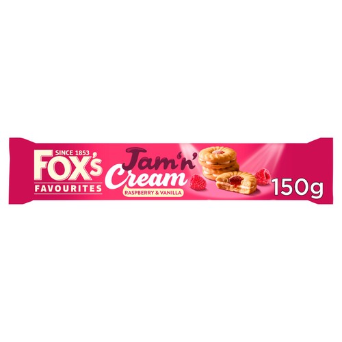 Fox's Biscuits Jam 'n' Cream Raspberry & Vanilla Biscuits 150g (Pack of 2)