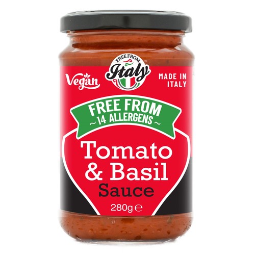 Free From Italy Tomato & Basil Pasta Sauce 280g (Pack of 2)