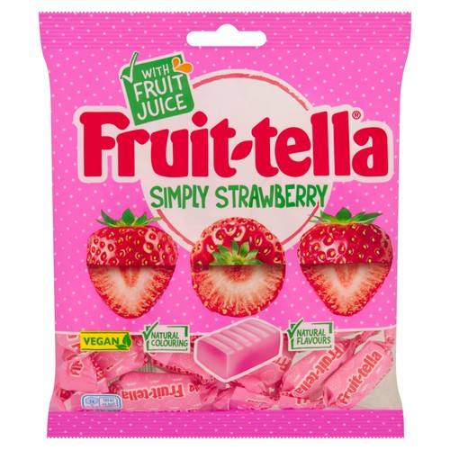 Fruittella Simply Strawberry Chews Sweets Sharing Bag 135g (Pack of 6)