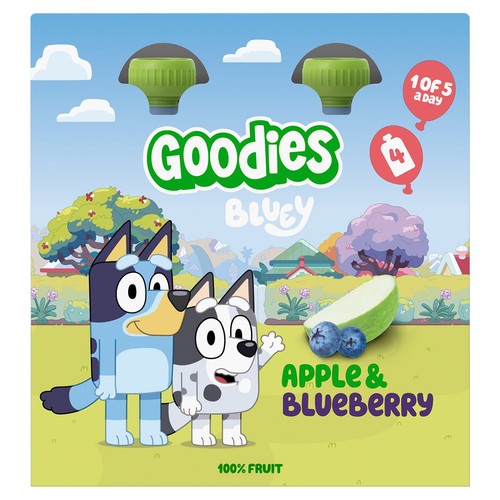 Goodies BLUEY Apple Blueberry Smoothie Fruit Pouch Multipack 4 x 100g (Pack 3)