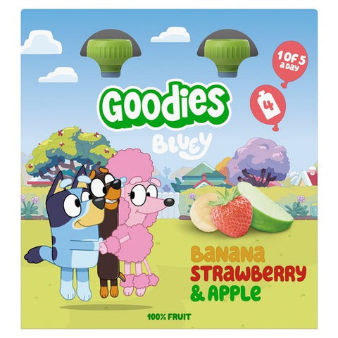 Goodies BLUEY Kids Banana, StrawberryApple Smoothie Multipack 4 x 100g (Pack 2)