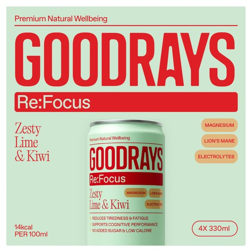 Goodrays Re Focus Zesty Lime & Kiwi 4 x 330ml (Pack of 2)