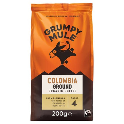 Grumpy Mule Organic Colombia Ground Coffee 200g (Pack of 2)