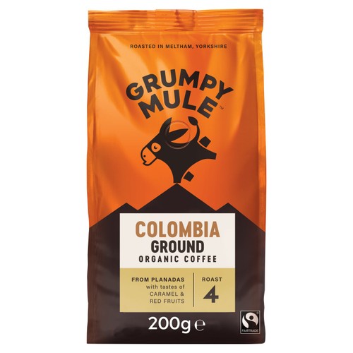 Grumpy Mule Organic Colombia Ground Coffee 200g (Pack of 2)