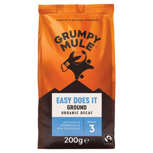 Grumpy Mule Organic Easy Does It Decaf Ground Coffee 200g (Pack of 2)