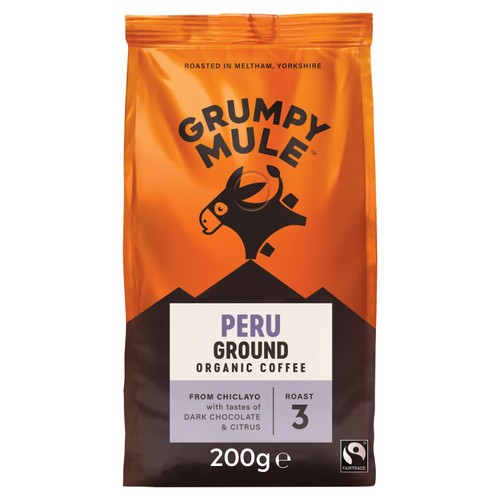 Grumpy Mule Organic Peru Ground Coffee 200g (Pack of 2)