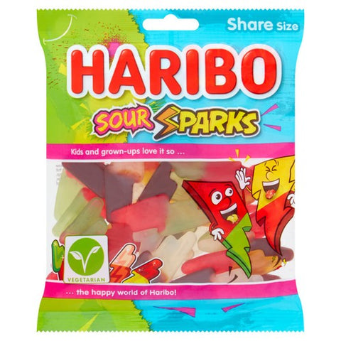 Haribo Sour Sparks Vegetarian Sweets Sharing Bag 160g (Pack of 6)