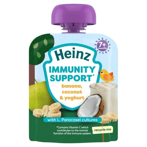 Heinz Immunity Support Baby Food Banana, Apple, Coconut Yoghurt 7m+ 85g (Pack 2)