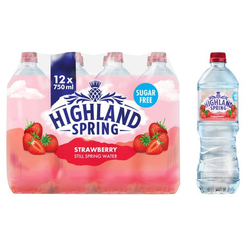 Highland Spring Strawberry Flavoured Still Water 12 x 750ml (Pack of 2)