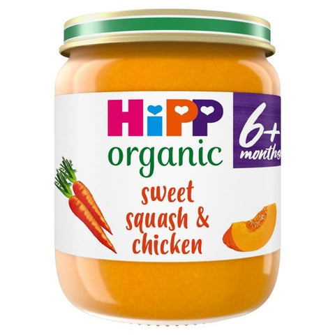 HiPP Organic Sweet Squash & Chicken Baby Food Jar 6+ Months 125g (Pack of 2)