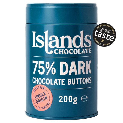 Islands Chocolate 75% Dark Chocolate Button Tin 200g (Pack of 2)