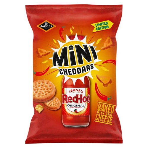 Jacob's Mini Cheddars Franks RedHot Original Baked Snacks Sharebag 150g (Pack 3)