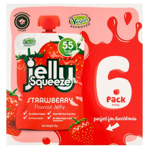 Jelly Squeeze Strawberry Jelly Pouch Multipack 6 x 95g (Pack of 2)