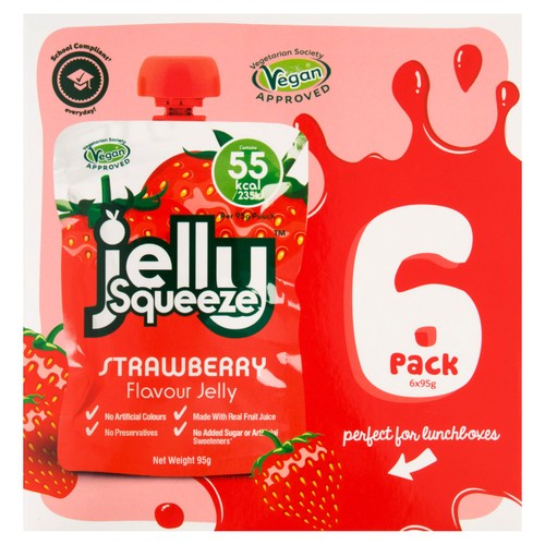 Jelly Squeeze Strawberry Jelly Pouch Multipack 6 x 95g (Pack of 2)