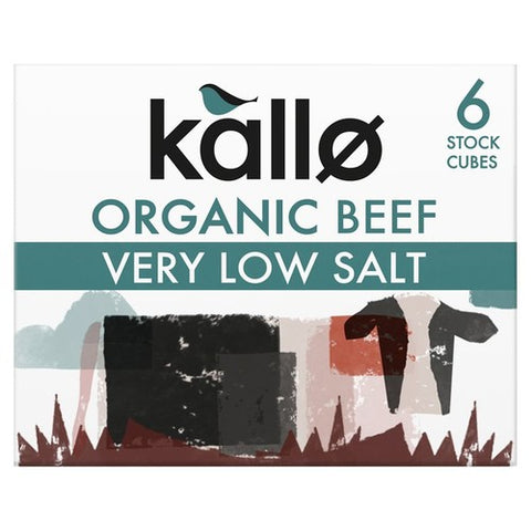 Kallo Organic Very Low Salt Beef Stock Cubes 6 x 8g (Pack of 2)