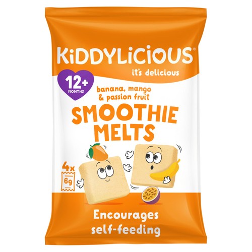 Kiddylicious Banana, Mango Passionfruit Melts Baby Snacks Multi 4 x 6g (Pack 3)