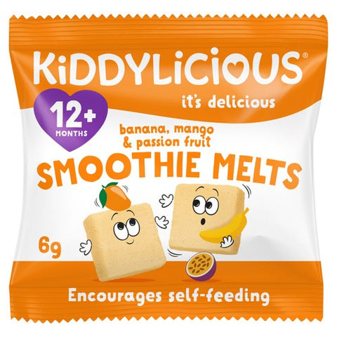 Kiddylicious Banana Mango Passionfruit Smoothie Melts Baby Snacks 6g (Pack 3)